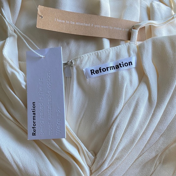 NWT Reformation Bray Dress, Ivory Wedding Dress, Twist Front Formal Gown, Size 8 - Picture 11 of 11